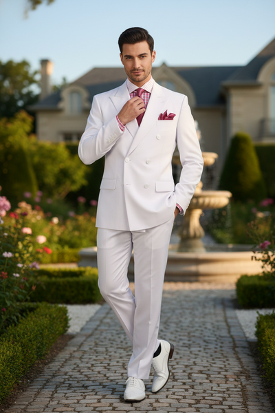 Men’s White Double-Breasted 3-Piece Suit Set – Premium Tailored Fit Formal Wedding and Evening Suit 2   - from alligatorwarehouse.com
