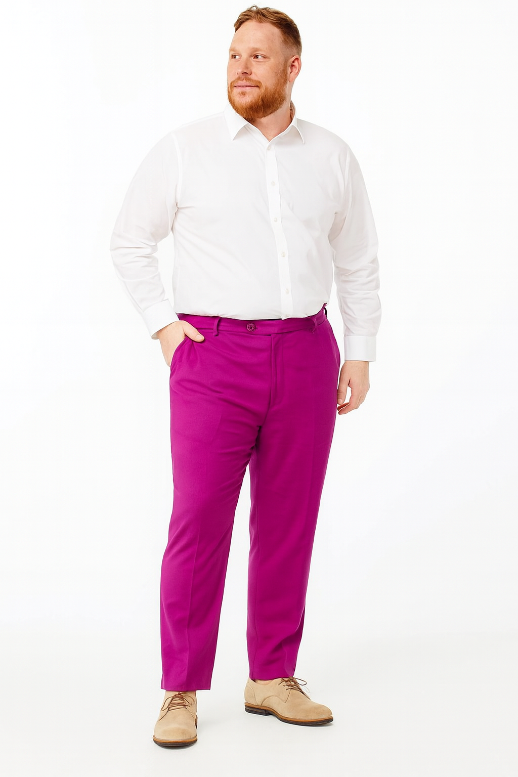 Men’s Fuchsia Dress Pants – Slim Fit Stylish Formal Trousers for Parties in Hot Pink Color 3   - from alligatorwarehouse.com