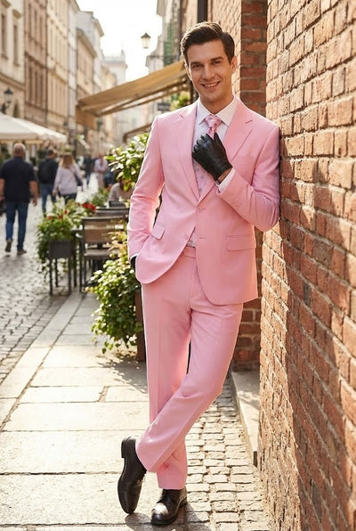 Men’s Pink Two-Piece Suit – Classic Fit Formal Jacket and Tailored Pants 5   - from alligatorwarehouse.com