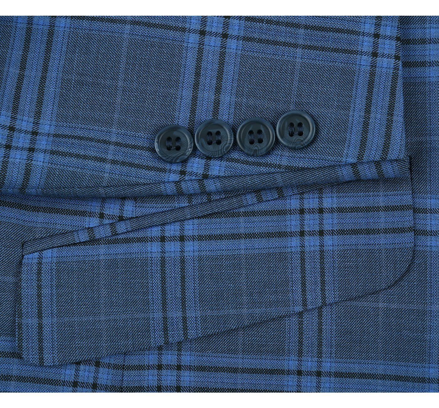 293-4 Men's 2-Piece Slim Fit Notch Lapel Stretch Windowpane Suit