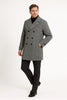 Mens Grey Plaid Double-Breasted Overcoat with Black Faux Fur Collar – Classic Winter Peacoat 5   - from alligatorwarehouse.com