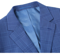 293-10 Men's 2-Piece Slim Fit Windowpane Check Dress Stretch Suit