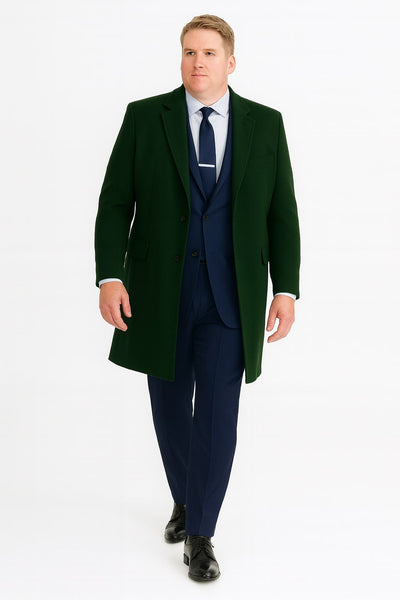 Mens Dark Green Wool Overcoat – Classic Long Coat for Formal and Casual Style 5   - from alligatorwarehouse.com
