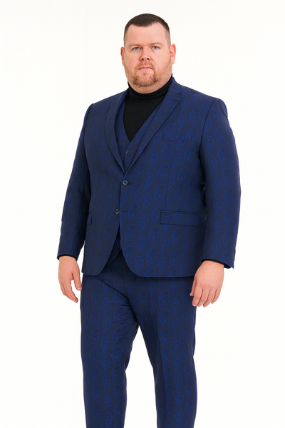 Men’s Saphire Blue Paisley 3-Piece Suit – Slim Fit Designer Tuxedo Set for Weddings and Formal Events in Cobalt Blue Color 5   - from alligatorwarehouse.com