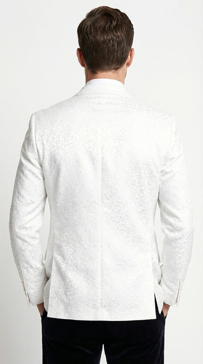 Men’s White Disco Blazer 1980s Sequin Style Jacket – Lapel Collar Party Blazer, Formal Evening Wear, Halloween Masquerade Club Outfit