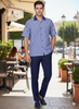 Men’s Blue and White Vertical Stripe Short Sleeve Shirt Set – Casual Summer Two-Piece Outfit 5   - from alligatorwarehouse.com