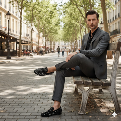 Men’s Black Studded Loafers with Silver Spikes – Luxury Slip-On Dress Shoes for Parties and Formal Events 2   - from alligatorwarehouse.com