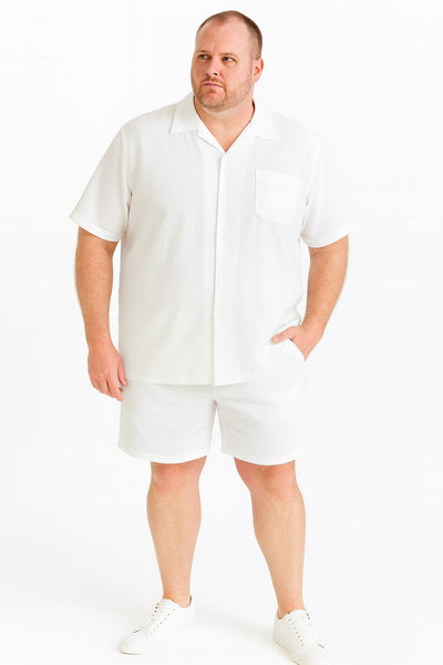 Mens White Seersucker Short Set – Lightweight Summer Outfit with Shirt and Shorts 5   - from alligatorwarehouse.com