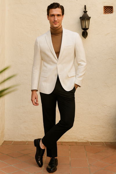 Men’s White Linen Blazer – Classic Two-Button Lightweight Sport Coat 1   - from alligatorwarehouse.com