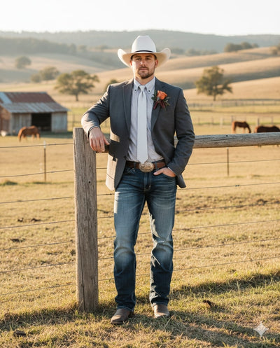 Mens Western Style Blazer – Classic Gray Cowboy Suit Jacket for Weddings, Country Events and Formal Wear in Grey Color 5   - from alligatorwarehouse.com