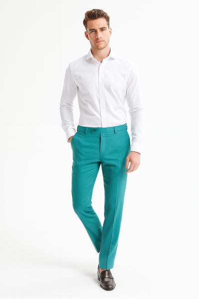 Men’s Aqua Dress Pants – Slim Fit Stylish Formal Trousers for Parties and Casual Wear in Turqoise Color 7   - from alligatorwarehouse.com