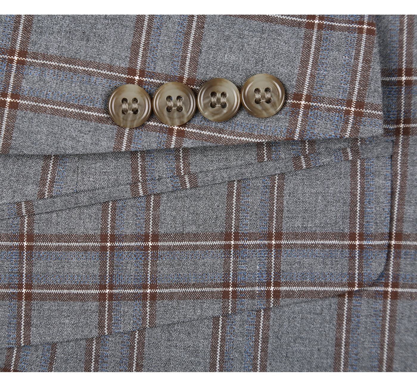 293-7 Men's Two Piece Slim Fit Stretch Windowpane Check Dress Suit