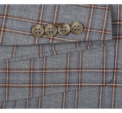293-7 Men's Two Piece Slim Fit Stretch Windowpane Check Dress Suit 5 SO6293-7 slim suits_36S  - from alligatorwarehouse.com