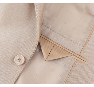 Mens Basic Two Button Slim Fit Suit with Optional Vest in Shiny Champagne Tan Sharkskin 4 XD-0566  - from alligatorwarehouse.com