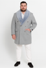 Men’s Light Grey Double Breasted Overcoat with Faux Fur Shawl Collar – Winter Luxury Coat Wool Fabric 3   - from alligatorwarehouse.com