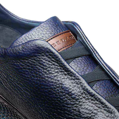 Mezlan Men's Blue Calcio Deer Skin Slip On Sneakers 3   - from alligatorwarehouse.com