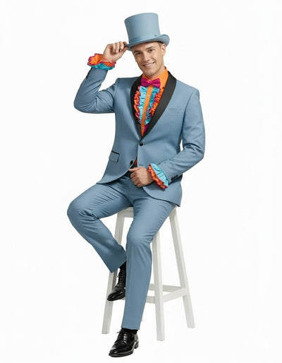 Dumb and Dumber Light Blue Tuxedo Costume for Men with Matching Top Hat – Classic 90s Party and Halloween Suit 5   - from alligatorwarehouse.com