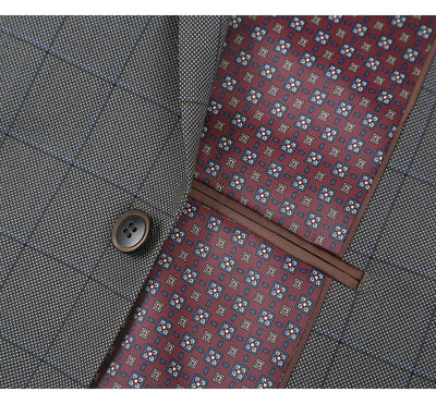 292-2 Men's Two Piece Classic Fit Windowpane Check Dress Suit 6 SO6292-2 classic suits_34S  - from alligatorwarehouse.com