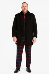 Mens Black Wool Overcoat – Classic Single-Breasted Winter Coat for Business and Formal Wear