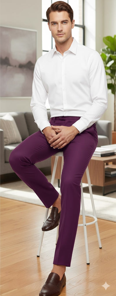 Mens Slim Fit Light Purple Dress Pants – Modern Formal Trousers for Business, Weddings and Parties 5   - from alligatorwarehouse.com