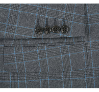 293-5 Men's Two Piece Classic Fit Windowpane Check Dress Suit 5 SO6293-5 classic suits_36S  - from alligatorwarehouse.com