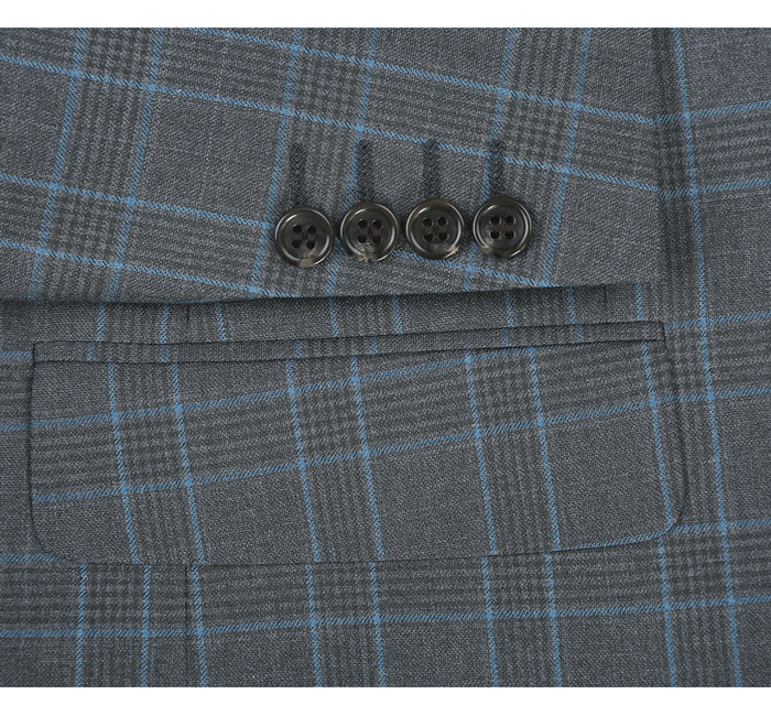 293-5 Men's Two Piece Classic Fit Windowpane Check Dress Suit
