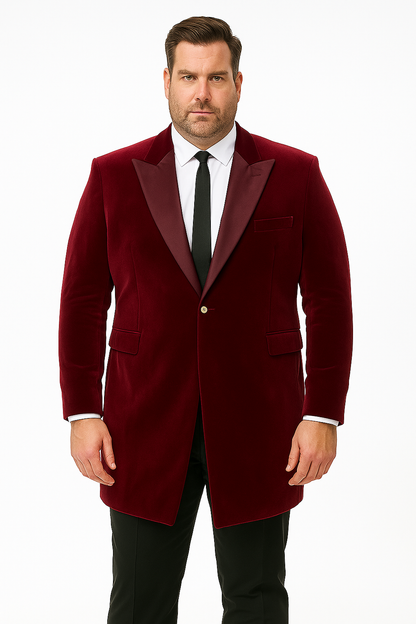 Men’s Burgundy Tuxedo in  Velvet  Long Blazer – Victorian Cutaway Tuxedo  Suit 1920s Gangster Style Long Jacket with Black Pants