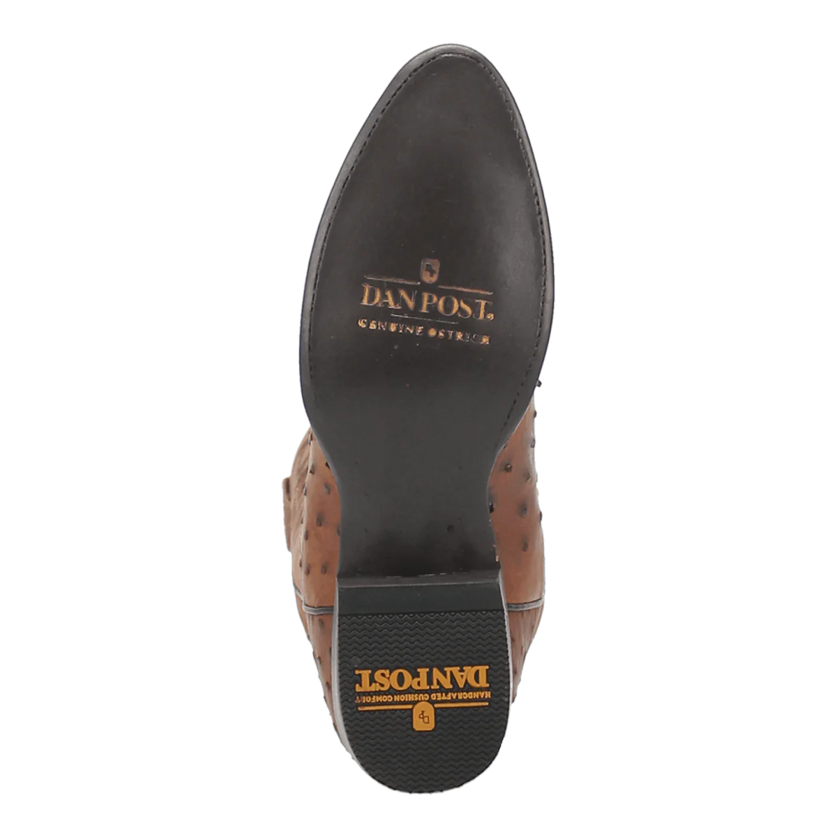 Dan Post Men's Tempe Full Quill Ostrich Round Toe Boots - Saddlebrown