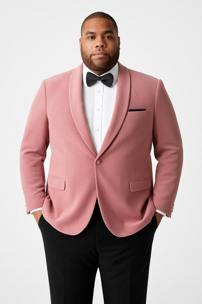 Mens Pink Velvet Tuxedo Dinner Jacket with Shawl Lapel – Slim Fit Blazer for Weddings, Prom in Rose Gold Color