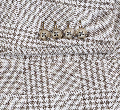 Half Canvas Slim Fit Blazer in Plaid Gray