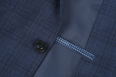 San Gemini Collection - 3 Piece Suit 2 Buttons Blue Glen Plaid Regular Fit 6 SO6278-2-Classic  - from alligatorwarehouse.com
