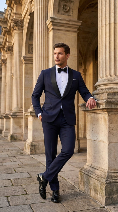 Men’s Father of the Bride Tuxedo Suit – Shawl Lapel Wedding Suit in Black, Navy or Hunter Green