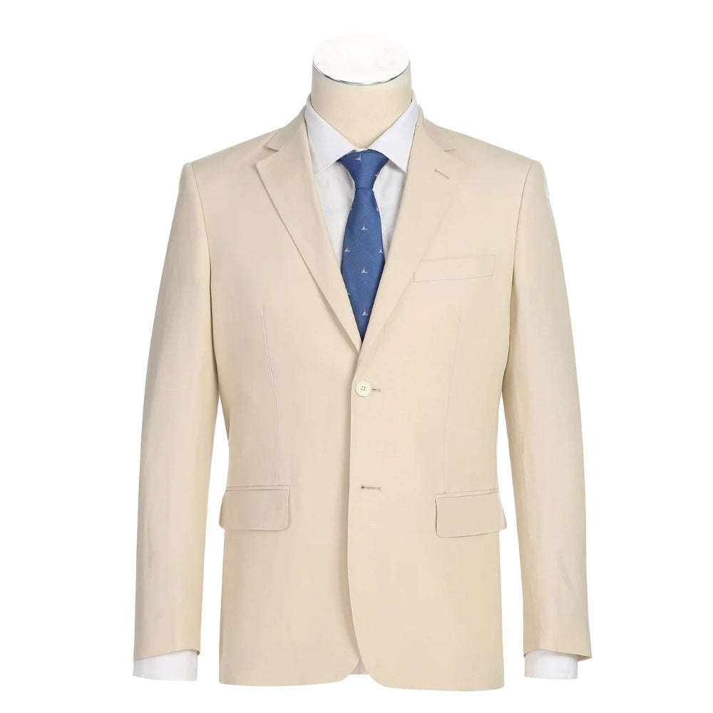 Men's Tan 2-Piece Slim Fit Linen Suit