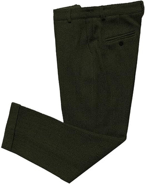 Mens Vintage Tweed Dress Pants Slacks Trousers Regular Fit Suit Pants in Army Green - view 2