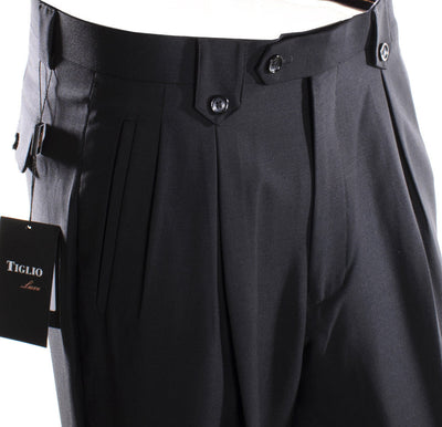 Tiglio Luxe Black Wide Leg, Pure Wool Dress Pants 2576 TIG1001 2   - from alligatorwarehouse.com