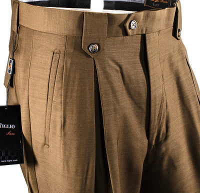 Tiglio Luxe Tobacco Wide Leg, Pure Wool Dress Pants 2576 2   - from alligatorwarehouse.com