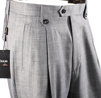 Tiglio Luxe Light Gray Birdseye Wide Leg, Pure Wool Dress Pants 2576 TIG1018 2   - from alligatorwarehouse.com