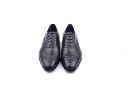 C009-6265 Genuine Ostrich Cap toe- Black
