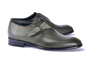 Corrente 6471 Leather Slip-On Monkstrap Shoe - Green - Green - Size 13