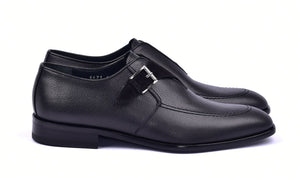 Corrente 6471 Leather Slip-On Monkstrap Shoe - Black - Image 2