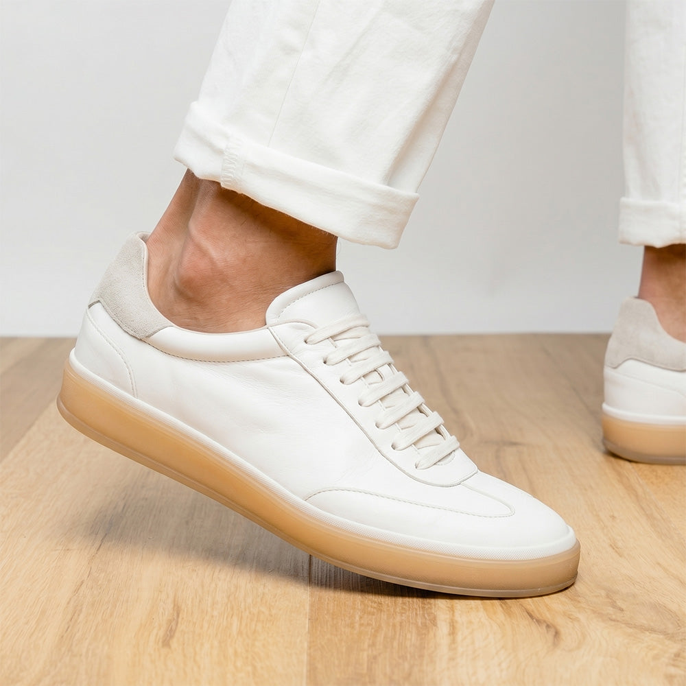 Zelli Gotti Minimalist Sneaker in Supple White Nappa Leather