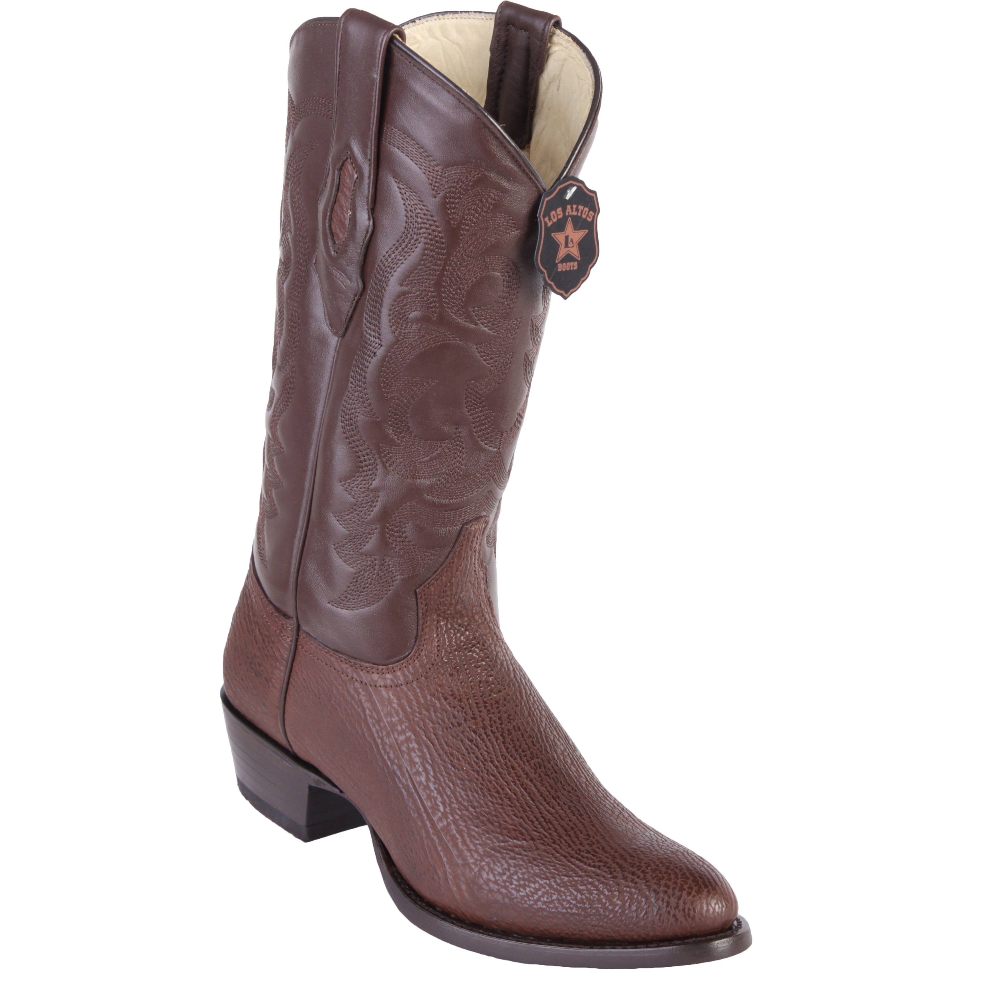 Brown Sharkskin Western Boots R-Toe 1   - from alligatorwarehouse.com