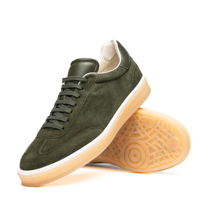 Zelli Gotti Suede and Leather Sneaker in Olive | Refined Sport Style