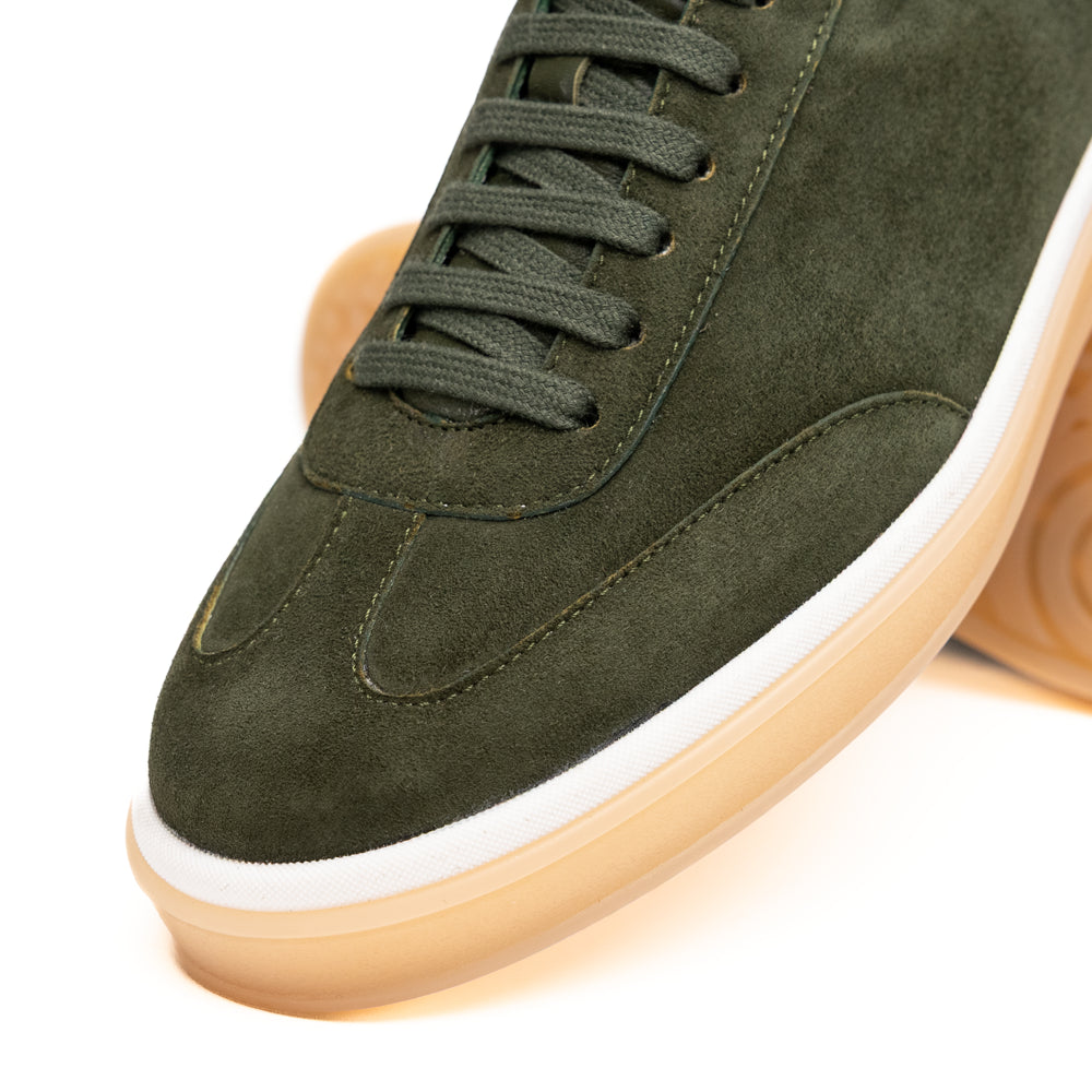 Zelli Gotti Suede and Leather Sneaker in Olive | Refined Sport Style