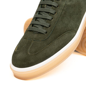 Zelli Gotti Suede and Leather Sneaker in Olive | Refined Sport Style