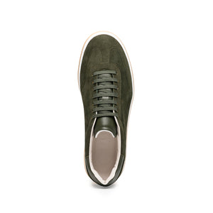 Zelli Gotti Suede and Leather Sneaker in Olive | Refined Sport Style