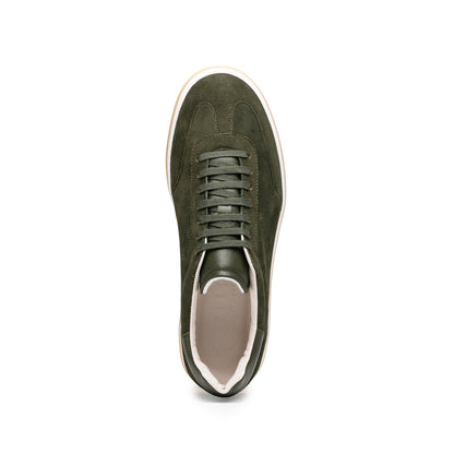 Zelli Gotti Suede and Leather Sneaker in Olive | Refined Sport Style