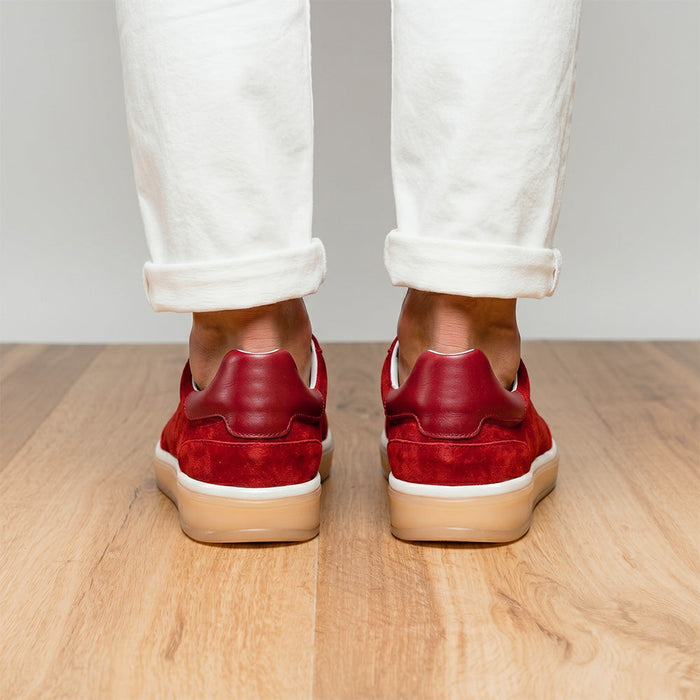 Zelli Gotti Suede & Leather Sneaker in Red | Refined Sporty Style