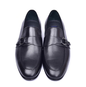 Corrente 6628 Leather Slip-On Side Buckle Loafer - Black - Image 3