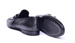 Corrente 6628 Leather Slip-On Side Buckle Loafer - Black - Image 4